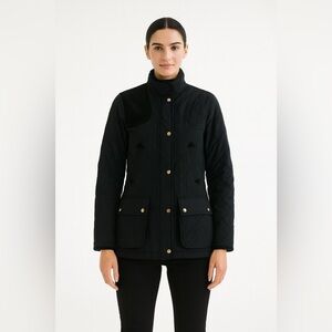 Lauren Ralph Lauren Black Quilted Hunting Field Jacket Petite Small